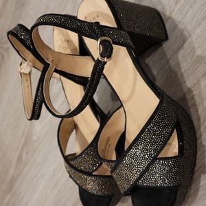Black and gold heels